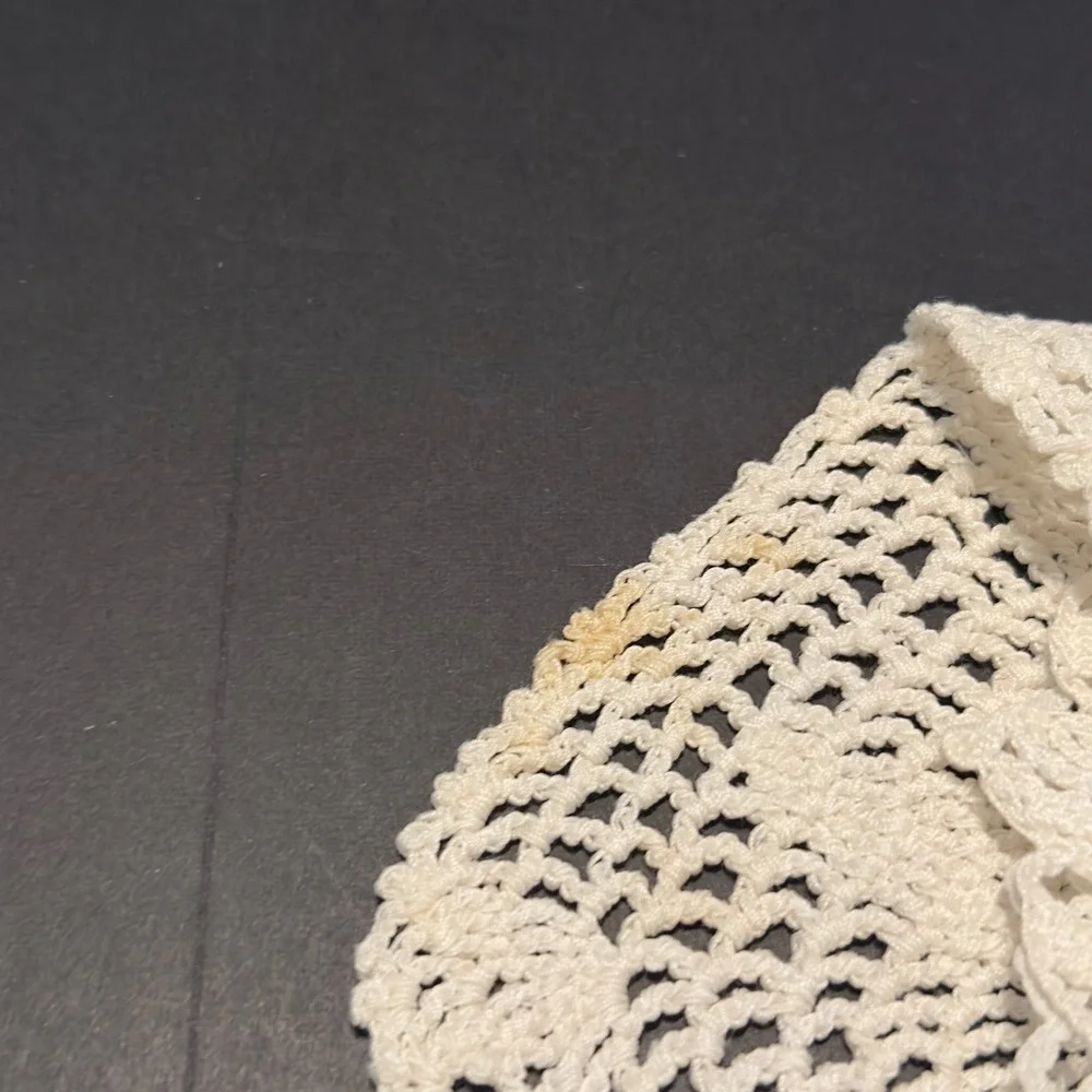 Vtg Doilies White Crochet Floral Embroidered Mixed 7pc Mixed Sizes Cottagecore